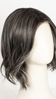 TRUFFLE RIBBON R | Off-Black base with Warm Medium Brown and Silver highlights. The Dark Brown Root creates a naturally dimensional appearance