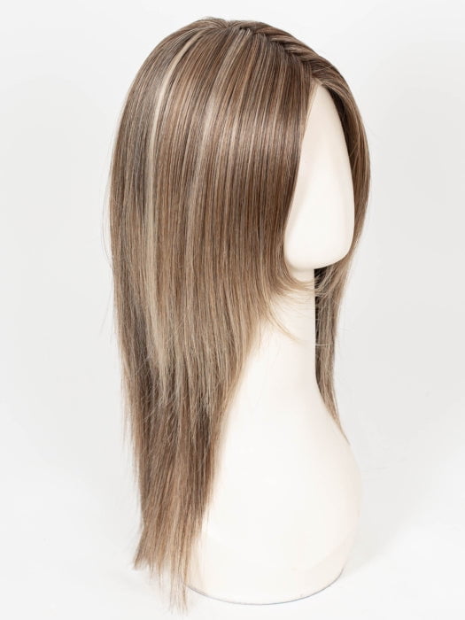 BROWN SUGAR BLONDE-R | A warm, dimensional blend of medium brown and golden blonde highlights with natural-looking darker roots for depth and a sun-kissed finish.