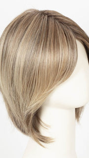 BROWN SUGAR BLONDE-R | A warm, dimensional blend of medium brown and golden blonde highlights with natural-looking darker roots for depth and a sun-kissed finish.