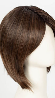 SOFT AMBER BROWN-R  | A warm rooted, amber-toned shade blending golden and red hues over a medium brown base.