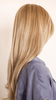 EXCLUSIVE COLOR ARABIAN SAND™ | Neutral Chocolate Brown Roots fade into a Neutral Blonde Base, blended with Sandy, Chestnut, Golden, and Honey Blondes, with Soft Creamy Blonde Highlights and Face-Framing Lowlights