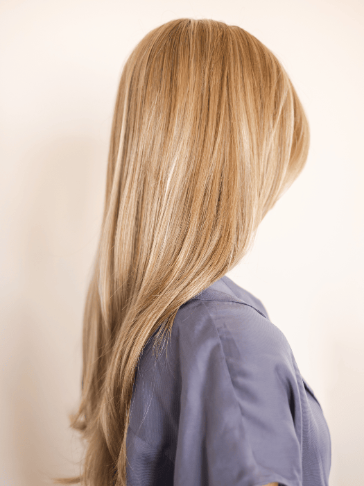 EXCLUSIVE COLOR ARABIAN SAND | Neutral Chocolate Brown Roots fade into a Neutral Blonde Base, blended with Sandy, Chestnut, Golden, and Honey Blondes, with Soft Creamy Blonde Highlights and Face-Framing Lowlights