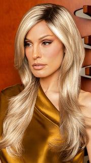 EXCLUSIVE COLOR ARABIAN SAND™ | Neutral Chocolate Brown Roots fade into a Neutral Blonde Base, blended with Sandy, Chestnut, Golden, and Honey Blondes, with Soft Creamy Blonde Highlights and Face-Framing Lowlights