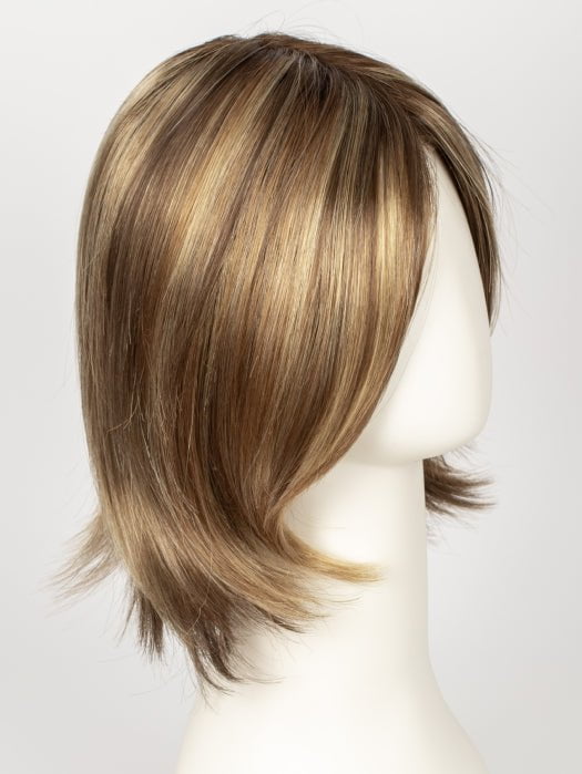 TOBACCO ROOTED | Medium Brown base with Light Golden Blonde highlights and Light Auburn lowlights and Dark Roots