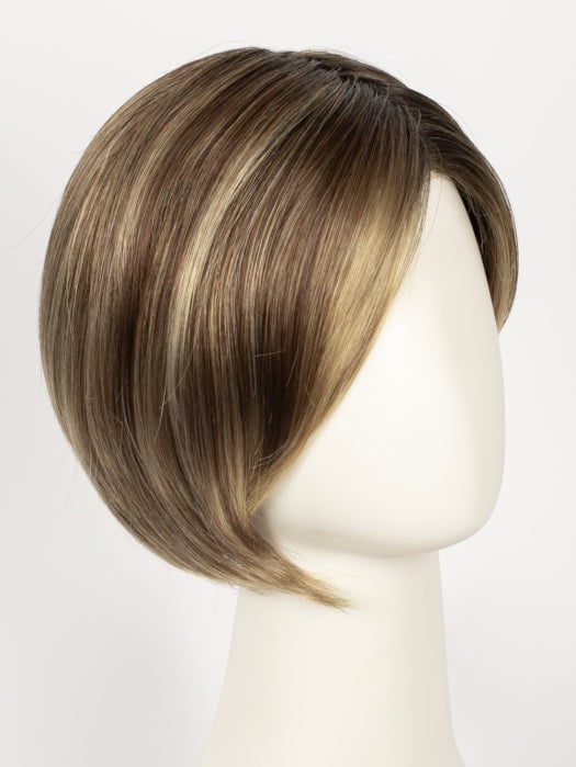 LIGHT BERNSTEIN ROOTED | Light Auburn, Light Honey Blonde, and Light Reddish Brown blend and Dark Roots