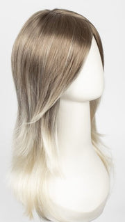 S18-60/102RO SOLSTICE | Dark Natural Ash Blonde roots to midlength, pure white with Pale Platinum Blonde midlength to ends