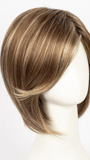 MAPLE-SUGAR-R | Light-Medium Brown Base with Warm Medium Blonde Highlights and Dark Brown Roots