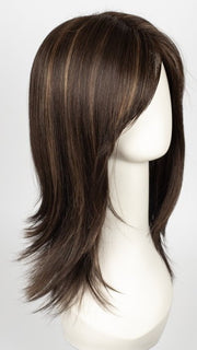 COFFEE LATTE R | Dark Brown with  Evenly Blended Honey Brown highlights with Dark Brown roots