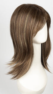 ALMOND ROCKA R | Dark Golden Brown Base with Strawberry Blonde and Bright Cooper Blended highlights with Dark Brown roots