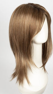MAPLE-SUGAR-R | Light-Medium Brown Base with Warm Medium Blonde Highlights and Dark Brown Roots