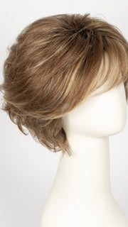 MAPLE-SUGAR-R | Light-Medium Brown Base with Warm Medium Blonde Highlights and Dark Brown Roots