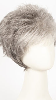 SILVER-STONE | Silver Medium Brown blend that transitions to more Silver then Medium Brown then to Silver Bangs