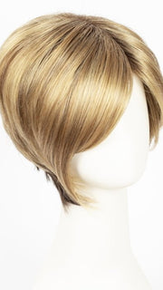 BUTTER PECAN-R | Rooted Dark with a Light Golden Blonde base with Brown and Medium Auburn evenly blended lowlights