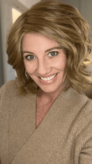 Jenny B. @thewiggygirl wearing UNFILTERED by RAQUEL WELCH WIGS in color RL12/16 HONEY TOAST | Light Brown Evenly Blended with Dark Natural Blonde