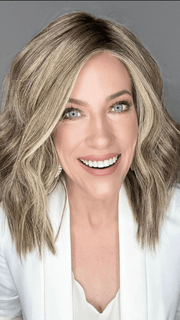 Kristyna Moore @kristynamoore wearing BIG SPENDER by RAQUEL WELCH WIGS in color RL12/22SS SHADED CAPPUCCINO | Light Golden Brown Evenly Blended with Cool Platinum Blonde Highlights with Dark Roots