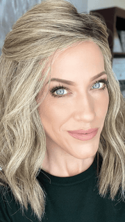 Kristyna Moore @kristynamoore wearing BIG SPENDER by RAQUEL WELCH WIGS in color RL12/22SS SHADED CAPPUCCINO | Light Golden Brown Evenly Blended with Cool Platinum Blonde Highlights with Dark Roots