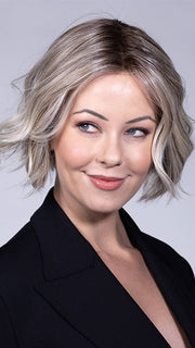 COOL CHAI BLONDE-R 10/17/23+8 | A balanced cool blonde with softly contrasted darker roots, a fresh twist on classic blonde tones.