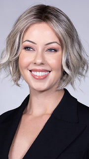 COOL CHAI BLONDE-R 10/17/23+8 | A balanced cool blonde with softly contrasted darker roots, a fresh twist on classic blonde tones.