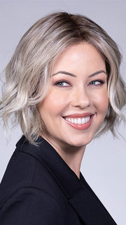 COOL CHAI BLONDE-R 10/17/23+8 | A balanced cool blonde with softly contrasted darker roots, a fresh twist on classic blonde tones.