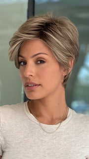 RL12/22SS SHADED CAPPUCCINO | Light Golden Brown Evenly Blended with Cool Platinum Blonde Highlights with Dark Roots