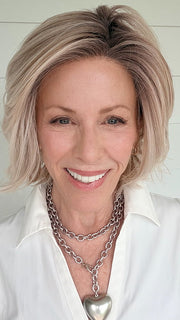 Shannon @shannonwigsout is wearing ALICANTE by BELLE TRESS in color MILKSHAKE BLONDE R | A mixture of Light Sandy Brown, Highlighted with Light Ash Blonde with a Hint of Light Platinum Blonde with a Medium Root Color