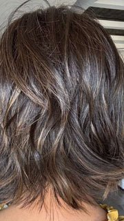 Lisa Mullins @beautifulyouwigreviews wearing Alicante by BelleTress in shade TRIPLE CHOCOLATE R | A subtle Cappucino root Color and a blend of Medium Ash Brown mixed with a slight warmth of Rich Chocolate