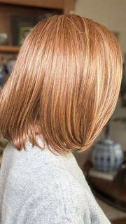 Eileen @crazywiglady is wearing ALWAYS TRENDING by RAQUEL WELCH in color RL30/27 RUSTY AUBURN | Medium Auburn Evenly Blended with Strawberry Blonde