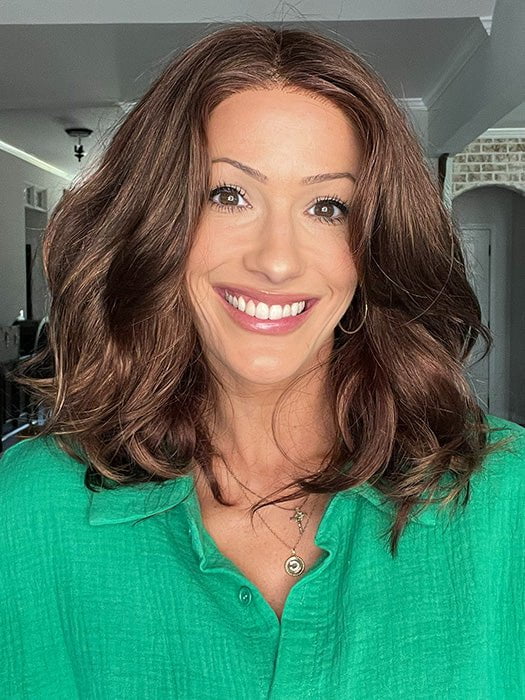 Jenna Fail @jenna_fail wearing AMANDA by ENVY in color CINNAMON RAISIN | Medium Brown with Auburn and Cinnamon highlights