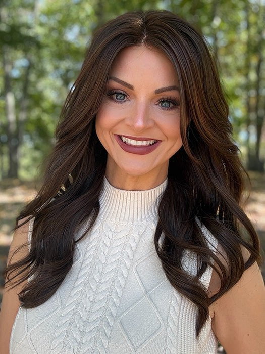 Sandy @i_be_wiggin wearing AMBER by JON RENAU in color 6/33 RASPBERRY TWIST | Brown & Medium Red Blend