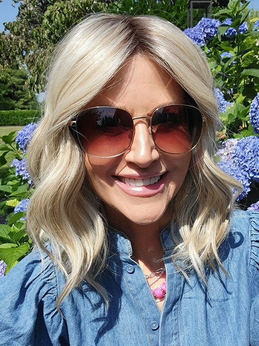Natalie @vanish.into.thin.hair is wearing ANDIE by BELLE TRESS in color BUTTERBEER R | Dark Brown Base and Root that transitions smoothly into a buttery blonde, infused with creamy honey and toffee tones