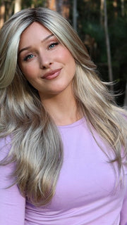 Heather @cjswigs wearing ANGELICA PM by NORIKO in color ARABIAN SAND™ | Neutral Chocolate Brown Roots fade into a Neutral Blonde Base, blended with Sandy, Chestnut, Golden, and Honey Blondes, with Soft Creamy Blonde Highlights and Face-Framing Lowlights
