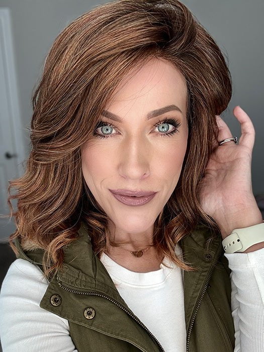 Kristyna Moore @kristynamoore wearing AVALON by ESTETICA in color COPPER-SUNSET | Chestnut Brown with Vibrant Copper Red Highlights and Subtle Auburn Tipped Ends