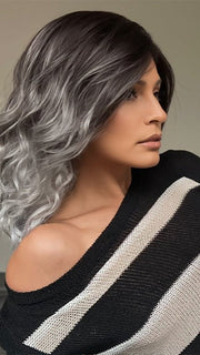 Roxie wearing GRAYDIENT-STORM | Dark Brown Roots that Melt into Light Gray and Silver Tones Towards the Ends