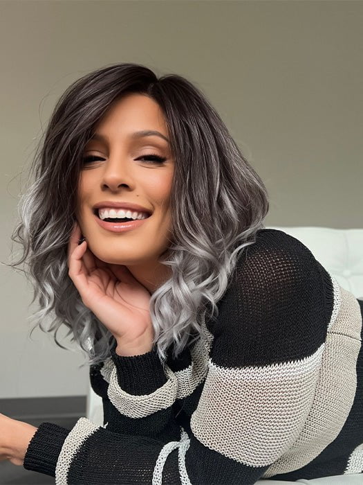 Roxie wearing GRAYDIENT-STORM | Dark Brown Roots that Melt into Light Gray and Silver Tones Towards the Ends