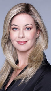 BIEGE LINEN BLONDE R | Neutral Beige Blonde mixed with Medium and Dark Blonde, Highlighted using Ash Blonde with Medium Brown Root color