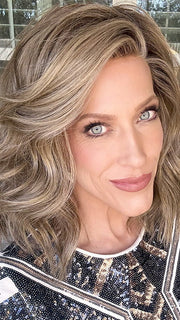 Kristyna Moore @kristynamoore wearing BIG SPENDER by RAQUEL WELCH WIGS in color RL10/22SS SHADED ICED CAPPUCCINO | Light Brown shaded with Medium Blonde
