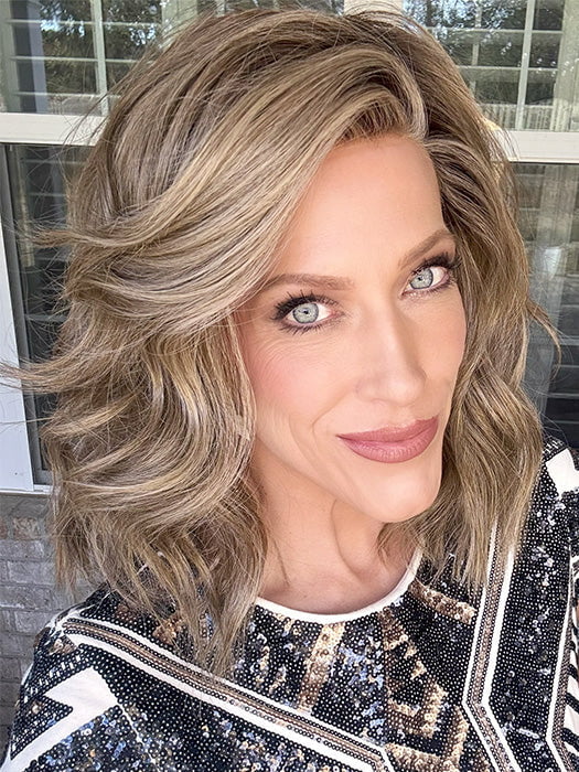 Kristyna Moore @kristynamoore wearing BIG SPENDER by RAQUEL WELCH WIGS in color RL10/22SS SHADED ICED CAPPUCCINO | Light Brown shaded with Medium Blonde