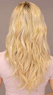 Model is wearing BLAZE by ESTETICA in shade SPF BLONDE | Golden Blonde, Pale Blonde, Iced Blonde Blended with Soft Brown Roots