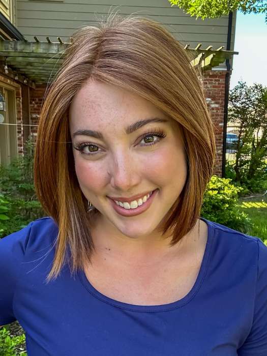 Jen Brown @being_mrs_brown wearing EURO CHIC by TRESSALLURE in color 27/30/33H | Auburn blend highlighted