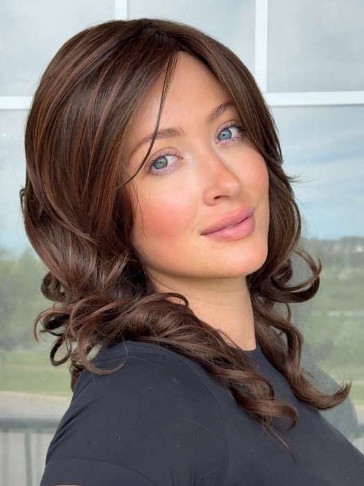 Steph B. @wigswithsteph wearing SPICY by JON RENAU in color 6/33 RASPBERRY TWIST | Brown & Medium Red Blend