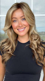 Steph B. @wigswithsteph wearing AMBER by JON RENAU in color 12FS12 MALIBU BLONDE | LIght Gold Brown, Light Natural Gold Blonde, Pale Natural Gold-Blonde Blend, Shaded with Light Gold Brown
