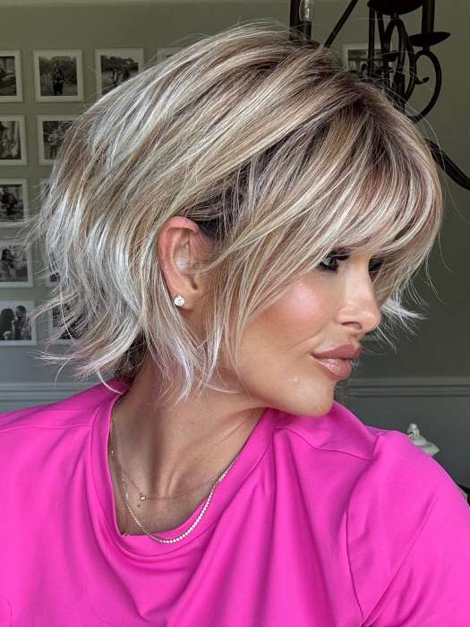 Crystal @crystallhoneycutt wearing JOSS by RENE OF PARIS in color MELTED-MARSHMALLOW | Subtly Warm Dark Sandy Blonde Blend with Medium Brown Roots and Light Ash Blonde Tips and Highlights