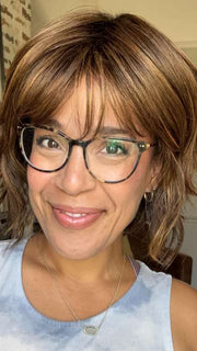 Brea @getwiggywithbrea wearing JOSS by RENE OF PARIS in shade MARBLE-BROWN | Medium Brown and Light Honey Brown 50/50 blend
