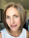 Lisa Mullins @beautifulyouwigreviews wearing DAWN by JON RENAU in color 8RH14 MOUSSE CAKE | Medium Brown with 33% Medium Natural Blonde Highlights
