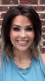 Crystal @crystallhoneycutt wearing MELLOW by ESTETICA in color AMERICANO | Dark Brown Base with Medium Golden Brown, Pale Blonde, and Platinum Blonde Highlights