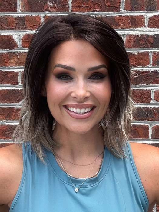 Crystal @crystallhoneycutt wearing MELLOW by ESTETICA in color AMERICANO | Dark Brown Base with Medium Golden Brown, Pale Blonde, and Platinum Blonde Highlights