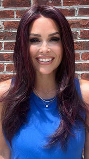 Crystal @crystallhoneycutt wearing Sensational by TressAllure in color 1B/BURG | Black with Burgundy