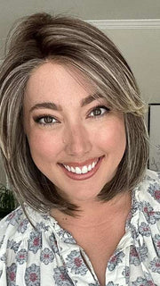Jen Brown @being_mrs_brown wearing ZARAGOZA by BELLETRESS in color BUTTERED-TOAST-R | A mix of Blonde and Brown tones