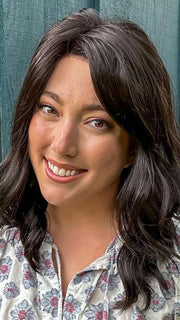 Jen Brown @being_mrs_brown wearing HEIDI by JON RENAU in color 4 BROWNIE FINALE | Dark Brown