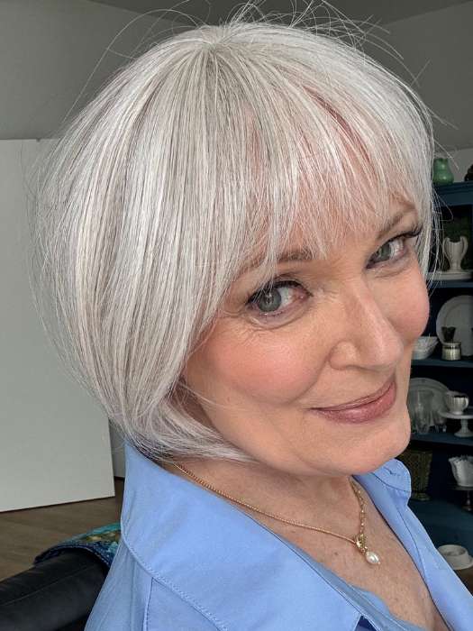 Mel B. @mels.be.ageless wearing FUN by ELLEN WILLE in color SNOW MIX 56.60 | Lightest Brown and Pearl White with Grey Blend